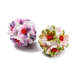 樹脂粘土ラインストーンビーズ  花  樹脂とABS樹脂の模造パール  ミックスカラー  24x25.5x24.5mm  穴：2.5mm&nbsp;RESI-D015-04