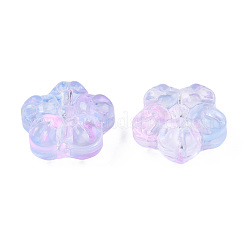透明なスプレー塗装ガラスビーズ  ツートン  花  パールピンク  12.5x13x6mm  穴：1mm&nbsp;GLAA-N035-029-G02