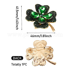 1Pc Clover Alloy Rhinestone Lapel Pins for Backpack Clothes&nbsp;JEWB-TADJ0001-07