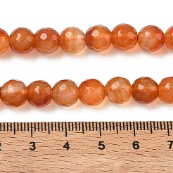 染色・加熱された天然瑪瑙ビーズ連売り  多面カット  ラウンド  砂茶色  8mm  穴：1.2mm  約48個/連  15.12''（38.4センチメートル）&nbsp;G-P539-D01-10