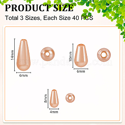 120 個 3 スタイル ABS プラスチック模造パールビーズ  ティアドロップ  ダークチソウ  8~14x4~6mm  40個/スタイル&nbsp;FIND-GA0006-90