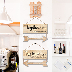 Solid Wood Wall Hanging Sign&nbsp;HJEW-WH0024-020