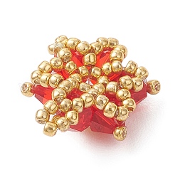 ガラスチャーム  星のチャーム  シードビーズと合金入り  多面カット  ミックスカラー  22x17.5x8.5mm  穴：2mm&nbsp;PALLOY-MZ01209