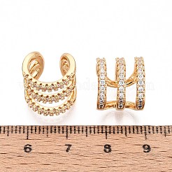 Brass Micro Pave Clear Cubic Zirconia Cuff Earrings&nbsp;EJEW-T047-86G