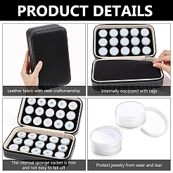 合成皮革の箱  プラスチックビーズ容器30個付き  長方形  ホワイト  22x13x6.5cm&nbsp;CON-WH0086-155B