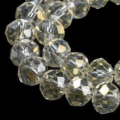 電気メッキ透明ガラスビーズ連売り  フル虹メッキ  多面カット  ロンデル  透明  4x3mm  穴：0.4mm  約100~110個/連  37~39cm&nbsp;EGLA-A034-T4mm-T16