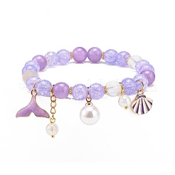 Synthetic Crackle Quartz & Natural Yellow Jade Beaded Stretch Bracelet&nbsp;BJEW-JB08527