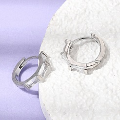 Brass Pave Cubic Zirconia Hoop Earrings&nbsp;EJEW-G471-09P-01