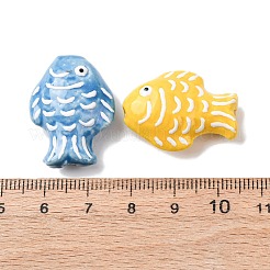手作りの陶器ビーズ  手描きの陶器ビーズ  魚  ファミーユは磁器バラ  ミックスカラー  27~28x20~21x10.5~11.5mm  穴：1.8~2.2mm&nbsp;PORC-K010-08