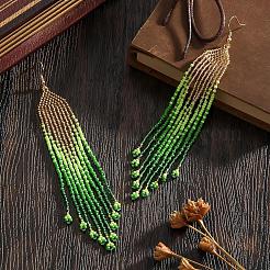 Bohemian Handmade Glass Seed Beads Tassel Dangle Earrings&nbsp;KU8026