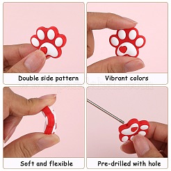 16Pcs 16 Styles Paw Print Food Grade Eco-Friendly Silicone Focal Beads&nbsp;SIL-SZ0002-13