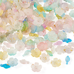 200Pcs 2 Styles Acrylic Leaf Charms & Flower Bead Caps Sets&nbsp;MACR-TA0002-91