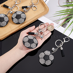 Sports Theme Resin Rhinestone Football Keychains&nbsp;KEYC-WH0003-34P