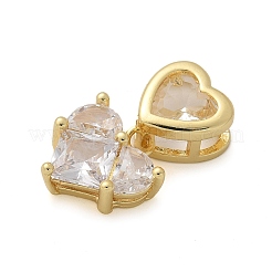 Heart Brass Micro Pave Cubic Zirconia Pendants&nbsp;KK-M319-13G