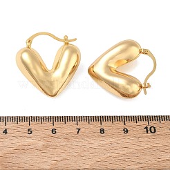 女性のための真鍮のスタッドピアス  ハート  ゴールドカラー  29x28x10mm&nbsp;KK-CBAD851-08G
