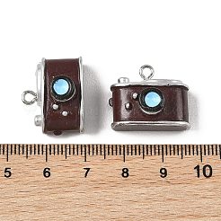 ヴィンテージの不透明樹脂製ペンダント  カメラチャーム  プラチナトーンの鉄ループ付き  ココナッツブラウン  16~17x20~21x12~13mm  穴：2mm&nbsp;RESI-G129-04