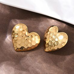 304 Stainless Steel Heart Stud Earrings&nbsp;EJEW-I320-24G-04