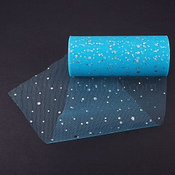 キラキラスパンコールデコメッシュリボン  チュール生地  スカートを作るためのチュールロールスプールファブリック  ライトシアン  6インチ（15cm）  約25ヤード/ロール（22.86メートル/ロール）&nbsp;OCOR-P010-B-C54