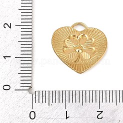 304ステンレススチールとABSプラスチック製の模造真珠ペンダント  クローバーチャーム付きハート  イオンプレーティング（ip）  18KGP本金メッキ  18x17x4mm  穴：3.2x2.2mm&nbsp;STAS-Z185-03G-01