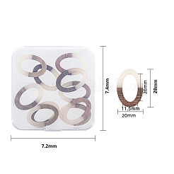 樹脂と木製のリンクリング  オーバル  ホワイトスモーク  28.5x19.5x3~4mm  10個/箱&nbsp;RESI-OL0001-05B