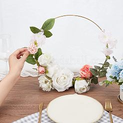 鉄製のクラフトフープと木製の台座キット  花輪マクラメを作るため  結婚式の花輪の装飾  家の装飾  ペルー  フープ：301x3mm  10pc  ペデスタル：80x30x20.5mm  10pc&nbsp;DIY-WH0343-71