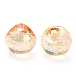 UVメッキレインボー虹色アクリルビーズ  丸い泡の鈴丸ビーズ  トップ掘削  砂茶色  16x16x16mm  穴：3mm&nbsp;X-OACR-G012-04B