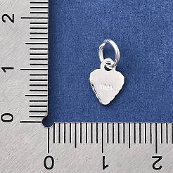 925スターリングシルバーチャーム  丸カンとスタンプ925個付き  銀色のメッキ  ハート  9x7x1mm  穴：4mm&nbsp;STER-A048-05C-S