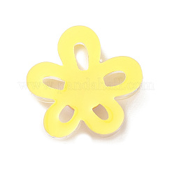 半透明の樹脂カボション  中空の花  きいろ  28.5x28x6.8mm&nbsp;RESI-K021-01D