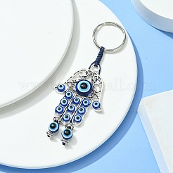 樹脂と合金のナザールボンジュウチャームキーホルダー  鉄製スプリットリング付き  ハムサの手  10.7cm&nbsp;KEYC-JKC00619-02