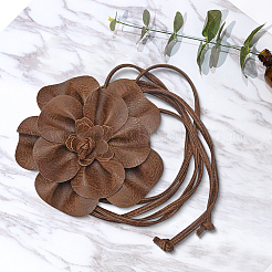 Flower PU Leather Wrap Waist Belts for Women&nbsp;AJEW-WH20816-058D