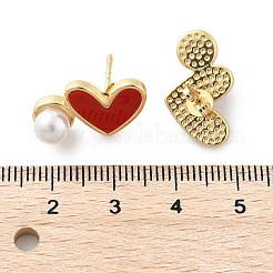Heart Brass Stud Earrings&nbsp;EJEW-C141-01G-03