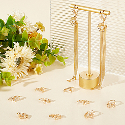 真鍮フレンチフックピアスのパーツ24個。  カン付き  花  ニッケルフリー  18KGP本金メッキ  17x8mm  穴：1.5mm&nbsp;KK-BBC0011-03