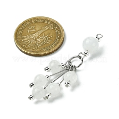 Natural White Jade Round Tassel Big Pendants&nbsp;PALLOY-JF03281-04
