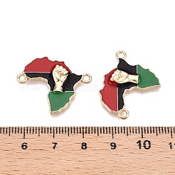 ラックメッキ合金カラフルなエナメルコネクタチャーム  アフリカの地図リンク  ゴールドカラー  21.5x26x3.5mm  穴：1.8mm&nbsp;ENAM-N056-352G