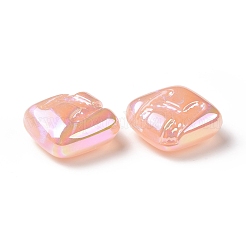 レインボー虹色メッキアクリルビーズ  キラキラビーズ  文字h模様の菱形  ライトサーモン  29.5x29.5x14mm  穴：3.2mm&nbsp;LS-OACR-A010-06D