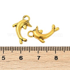 チベット風合金金属ペンダント  カドミウムフリー＆鉛フリー  イルカ  アンティーク黄金  19x11.5mm  穴：2.5mm&nbsp;GLF0364Y