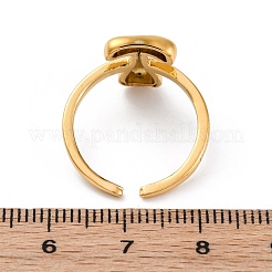 女性用304ステンレススチールオープンカフリング  文字L  18KGP本金メッキ  文字t  13~14x7~15mm&nbsp;RJEW-M060-01G-20
