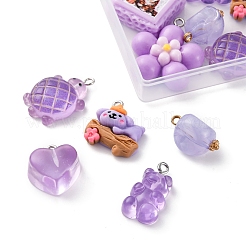 16Pcs 8 Styles Opaque Resin Pendants&nbsp;RESI-FP0001-30
