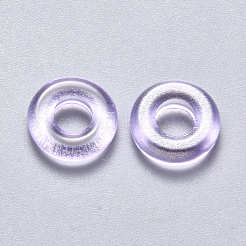 透明なスプレー塗装ガラスビーズ  グリッターパウダー付き  リング  ライラック  10x3mm  穴：4mm&nbsp;GLAA-S190-003A-02