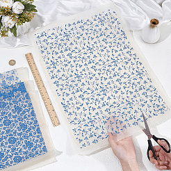 4Pcs 4 Styles Flower Pattern Paper Ceramic Decals&nbsp;DIY-GF0013-26