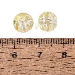 透明スプレー塗装クラックガラスビーズ  ラウンド  きいろ  8mm  穴：1.6mm  300個/袋&nbsp;GLAA-L046-01B-10
