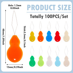 201ステンレススチール製ねじ切り100個  ヒョウタン  プラスチックヘッド付き  ミックスカラー  48x15x2.5mm  穴：1.2mm&nbsp;TOOL-TADJ0001-04
