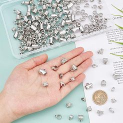 400スタイルccbプラスチックチューブベイル8個  ループベイル  チューブ  プラチナ  11x5x8mm  穴：1.5mm  50個/スタイル&nbsp;CCB-FH0001-12