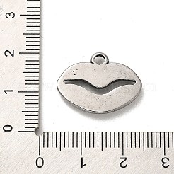 変色しない304ステンレススチールペンダント  リップチャーム  ステンレス鋼色  16x21x3mm  穴：2x2.5mm&nbsp;STAS-Q316-03P