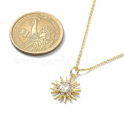 Clear Cubic Zirconia Sun Pendant Necklace with Cable Chains&nbsp;NJEW-JN04294