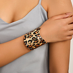 Leopard Print Pattern Alloy Cuff Bangles & Cuff Rings Sets&nbsp;WGB08C8-02