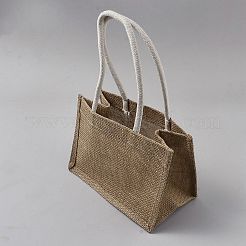 黄麻布のショッピングトートバッグ  プレゼント用  パーティーギフトバッグ  長方形  淡い茶色  31.5cm  オープン：23.5x13x16.5cm&nbsp;ABAG-WH0040-63