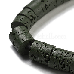 天然溶岩石染めビーズ連売り  ディスク  ヒシビーズ  濃い緑  6x3~3.5mm  穴：1.5mm  約107~114個/連  14.96''（38センチメートル）&nbsp;G-K375-G05-01
