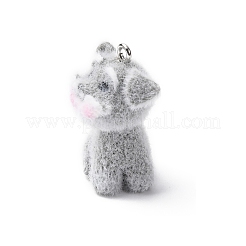 Animal Flocking Opaque Resin Pendants&nbsp;RESI-A050-06A