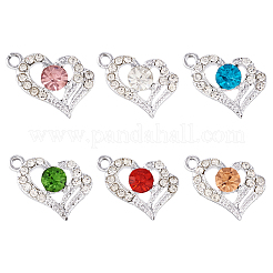 6Pcs 6 Colors Alloy Rhinestone Pendants&nbsp;FIND-TA0003-05
